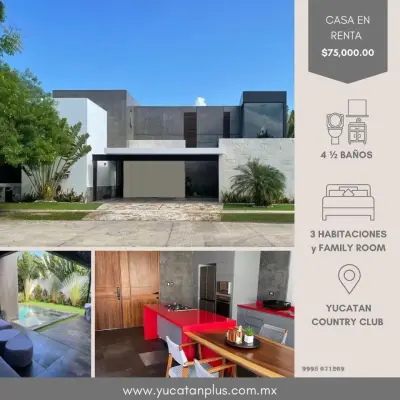 RENTA DE CASA EN COUNTRY CLUB YUCATAN MERIDA 