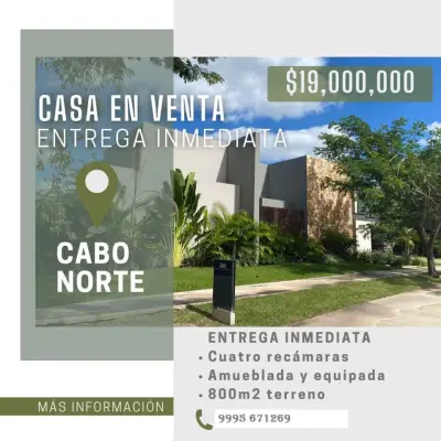 VENTA DE CASA EQUIPADA Y AMUEBLADA EN CABO NORTE MERIDA YUC.