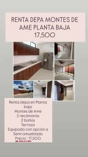 RENTA DE DEPARTAMENTO EN MONTES DE AME MERIDA YUCATAN 
