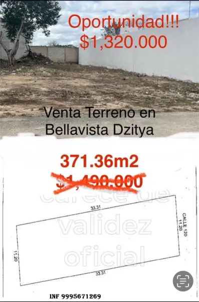 VENTA DE TERRENO EN DZITYA MERIDA YUCATAN 