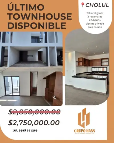 VENTA DE TOWNHOUSE EN CHOLUL YUCATAN ENTREGA INMEDIATA