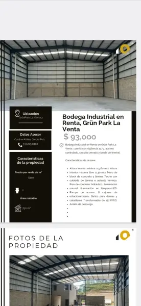 Renta de bodega Industrial Grunk La Venta