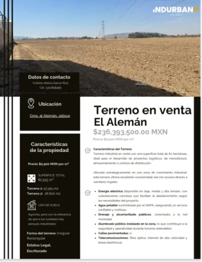 Venta de terreno El Alemán, Nextipac
