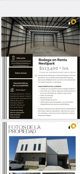 Bodega en Renta Nextipark