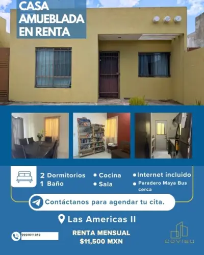 RENTA DE CASA AMUEBLDA EN FRACC. LAS AMERICAS MERIDA YUCATAN
