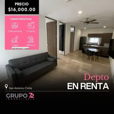 RENTA DE DEPARTAMENTO EN SAN ANTONIO CINTA MERIDA YUCATAN