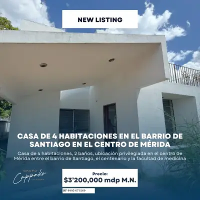 VENTA DE CASA EN EL BARRIO DE SANTIAGO MERIDA YUCATAN 