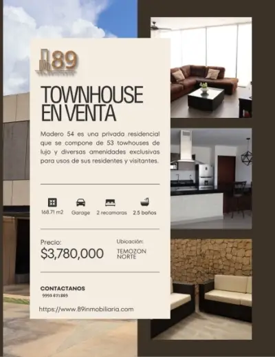 VENTA DE TOWNHOUSE EN TEMOZON MERIDA YUCATAN