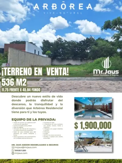 VENTA DE TERRENO EN PRIVADA ARBOREA MERIDA YUCATAN 