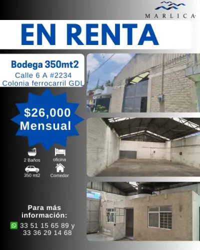 Bodega en renta Excelente ubicación