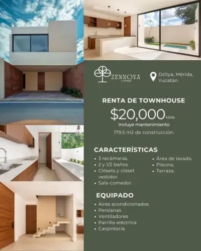 RENTA DE TOWNHOUSE EN DZITYA MERIDA YCATAN 