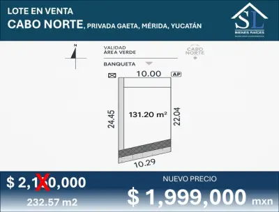 VENTA DE TERRENO EN CABO NORTE MERID YUCATAN 