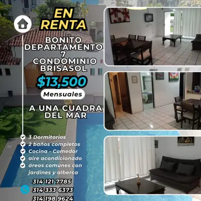 Hermoso departamento en condominio brisasol 