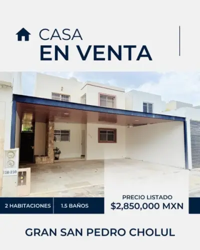 VENTA DE CASA EN GRAN SAN PEDRO CHOLUL MERIDA YUCATAN 