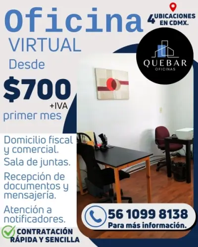 Oficina Virtual en CDMX desde \$700 +IVA