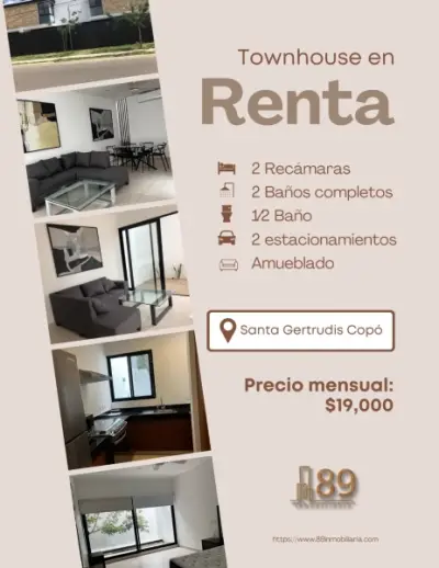 RENTA DE TOWNHOUSE EN SANTA GERTRUDIS MERIDA YUCATAN 