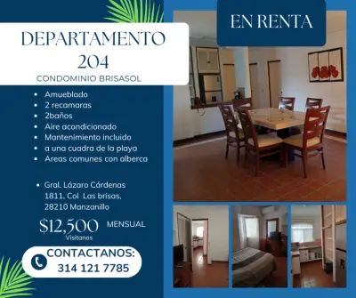 Hermoso departamento en condominio brisasol 204