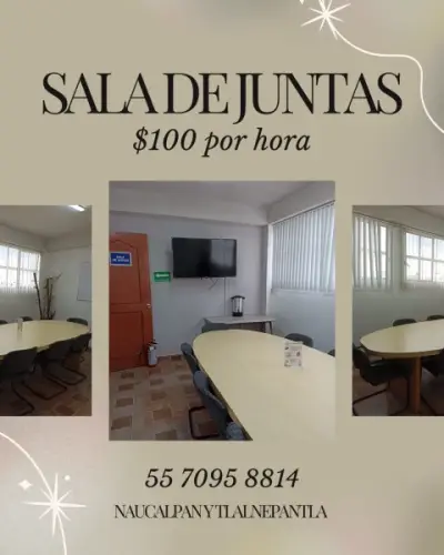 SALA DE JUNTAS Y OFICINA EJECUTIVA DESDE $100