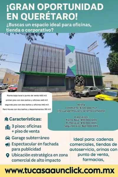 Rento edificio comercial completo o por pisos