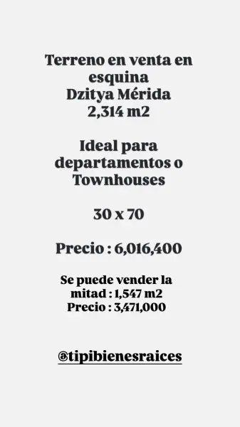 VENTA DE TERRENO EN ESQUINA EN DZITYA MERIDA 