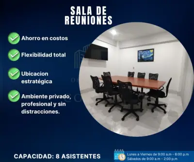 OFICINAS Y SALAS DE REUNIÓN LISTAS PARA USARSE DESDE $100