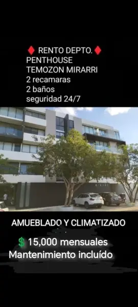 RENTA DE PENTHOUSE EN TEMOZON MERIDA YUCATAN 