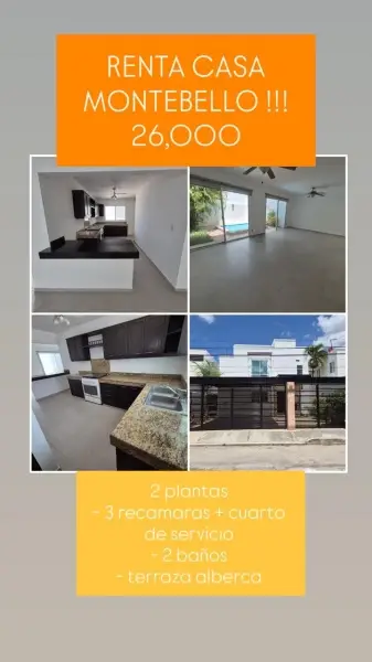 RENTA DE CASA EN MONTEBELLO CON PISCINA MERIDA