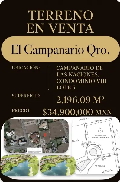 Terreno a precio de oportunidad en el campanario Querétaro