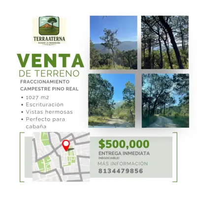 TERRENO 1027M2 FRACCIONAMIENTO PINO REAL