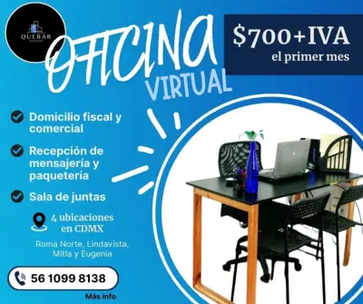 Oficina virtual en CDMX – Promoción del mes $700 primer m