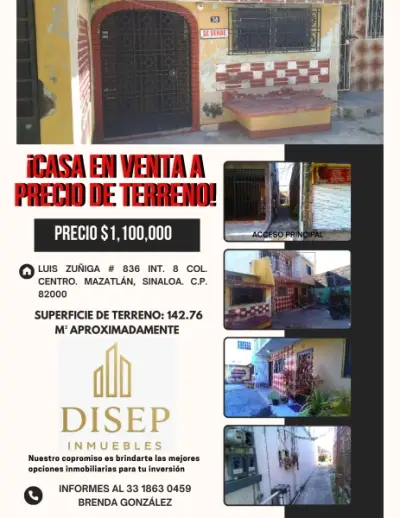 CASA EN VENTA A PRECIO DE TERRENO, MAZATLAN, SINALOA