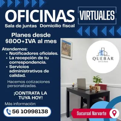 Oficinas virtuales y salas de juntas en CDMX