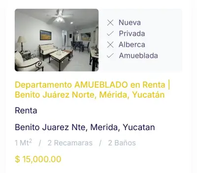 RENTA DE DEPARTAMENTO EN LA COL. BENITO JUAREZ NORTE MERIDA