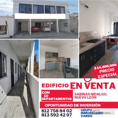 EDIFICIO CON 10 DEPARTAMENTOS EN VENTA - SABINAS HIDALGO, N.
