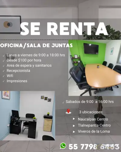OFICINA Y SALA ECONÓMICAS POR HORA
