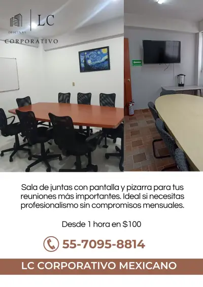 OFICINA Y SALA POR HORA PARA PROFESIONISTAS