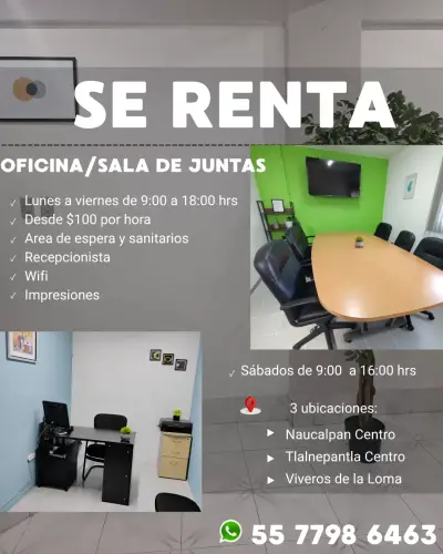 OFICINA Y SALA POR HORA PARA PROYECTOS IMPORTANTES