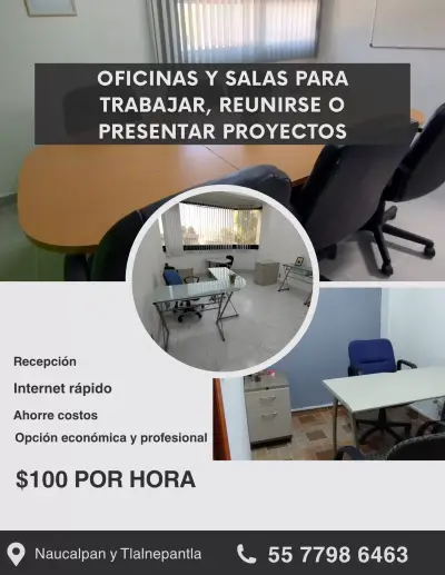OFICINA Y SALA POR HORA PARA USO INMEDIATO
