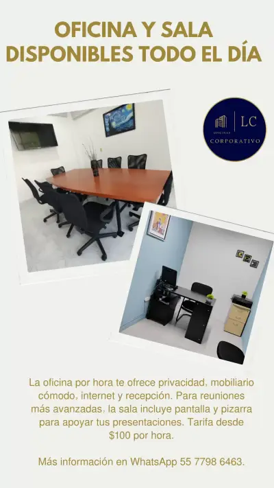 OFICINA Y SALA POR HORA CON FLEXIBILIDAD TOTAL