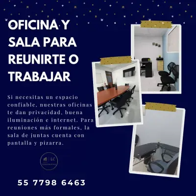OFICINA Y SALA POR HORA PARA ATENCIÓN A CLIENTES