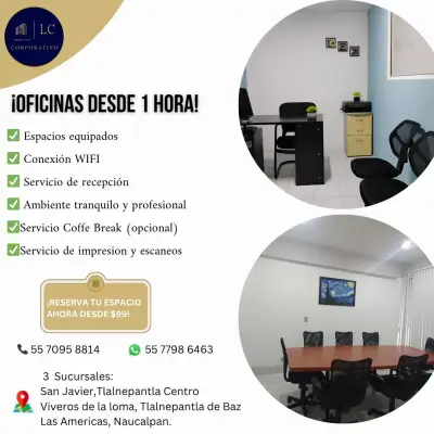 OFICINA Y SALA POR HORA PARA REUNIONES CLARAS