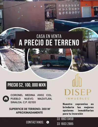 CASA EN MAZATLAN CON PRECIO DE TERRENO