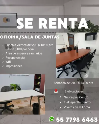 OFICINA Y SALA POR HORA PARA NEGOCIOS FLEXIBLES