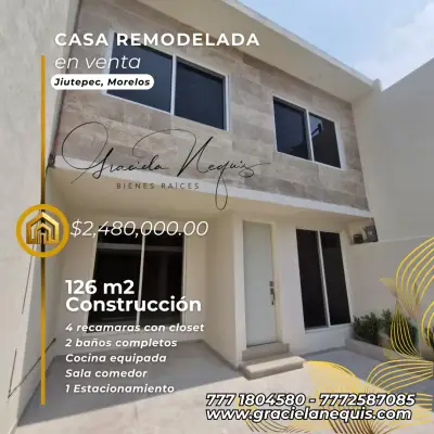 Bonita casa sola en CIVAC, en privada, excelente ubicación.