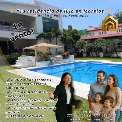 Residencia de lujo en Real del Puente, Xochitepec – Morelos