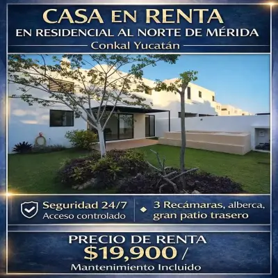 RENTA DE CASA EN PRIVADA EN CONKAL MERIDA YUCATAN