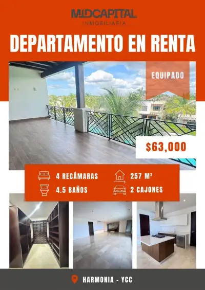 Renta de departamento en yucatan country club merida