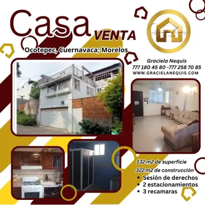 En venta casa de dos niveles ubicada en Ocotepec Cuernavaca.