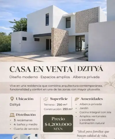 Venta de casa en dzitya con piscina merida Yucatan