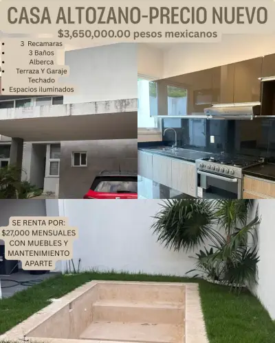 Venta o renta de casa en altozano en merida Yucatan